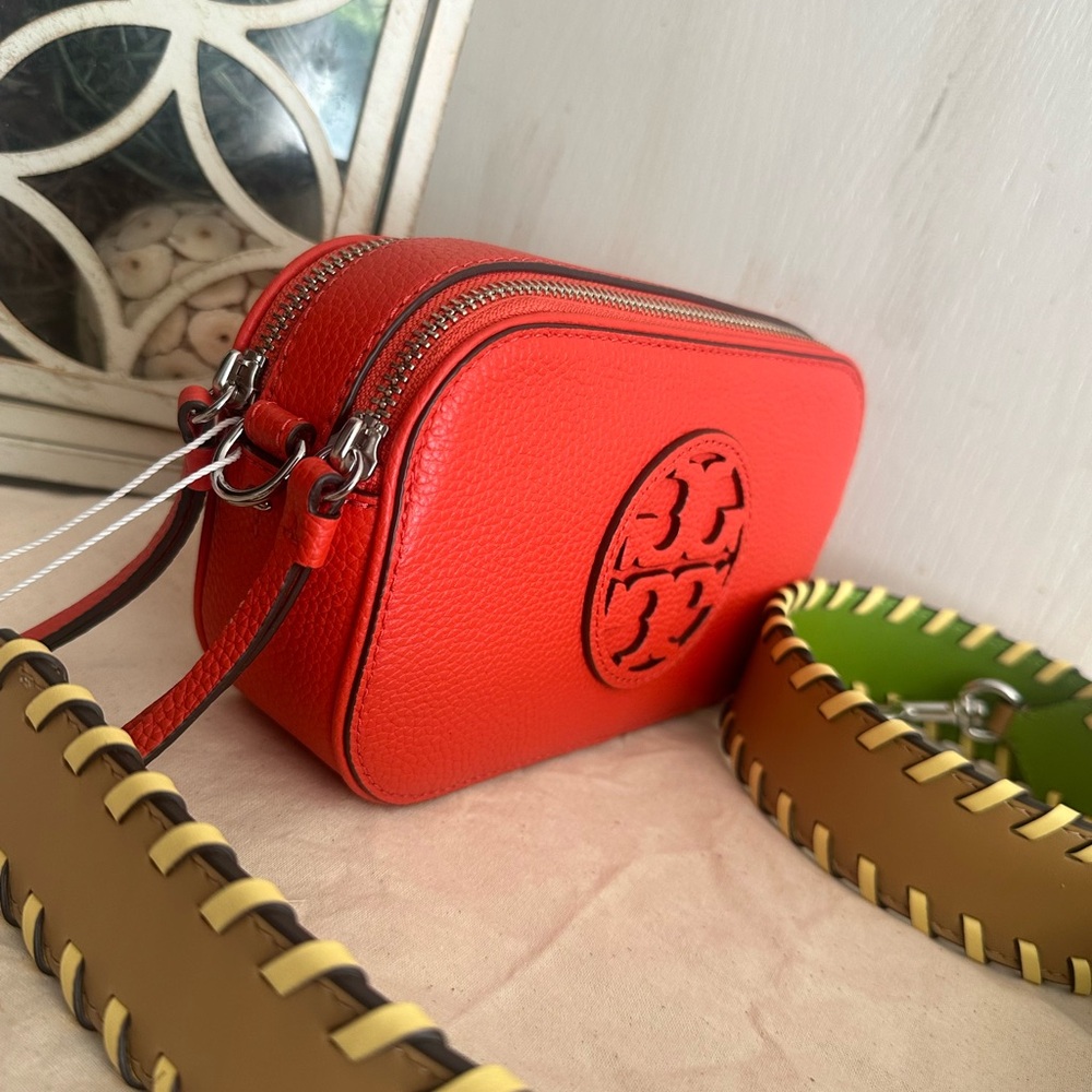 AUTH NWT Tory Burch Miller Logo Mini Pebbled Leather CrossBody Bag-Poppy… - Picture 6 of 9